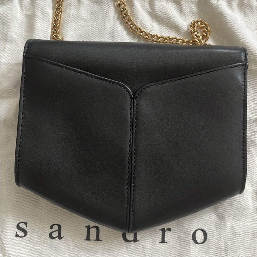 Sandro Black Crossbody Bag with Gold Chain